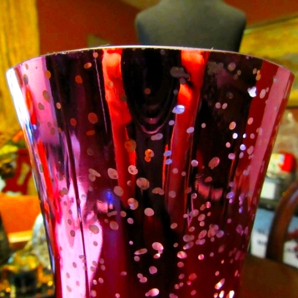 💗Sensational Vintage Art Deco Nouveau Style Tulip Pink & Silver Iridescent Vase - Picture 3 of 16